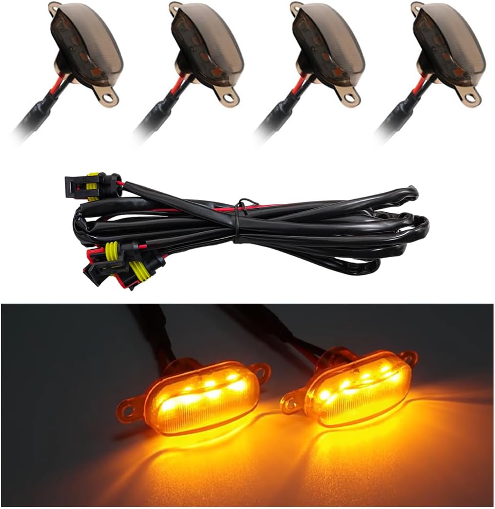 uniqueview Universal 4Pc Car Front Grille Lights Rgb Light Lamp Remote App Control Decorative Led Kit, Black