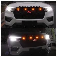 uniqueview Universal 4Pc Car Front Grille Lights Rgb Light Lamp Remote App Control Decorative Led Kit, Black
