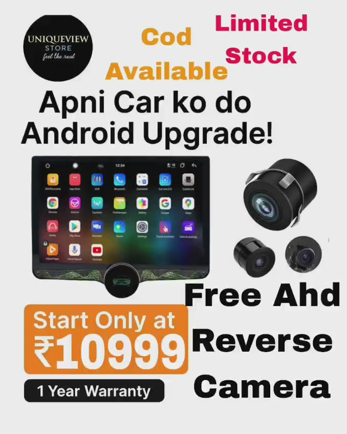 Gemstone 2K 10.1" Android System 4+64GB QLED | Apple CarPlay & Android Auto | Metal Body + Cooling Fan + Ambient Light + Free AHD Camera
