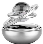 Metal Car Solar Rotating Fragrance Diffuser – Double Loop Design with Glass Ball for Car, Home & Office Air Freshening