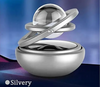 Metal Car Solar Rotating Fragrance Diffuser – Double Loop Design with Glass Ball for Car, Home & Office Air Freshening
