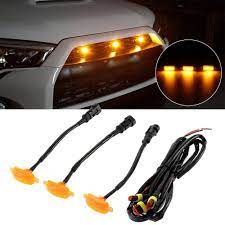 uniqueview Universal 4Pc Car Front Grille Lights Rgb Light Lamp Remote App Control Decorative Led Kit, Black