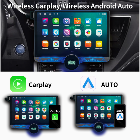 Gemstone 2K 10.1" Android System 4+64GB QLED | Apple CarPlay & Android Auto | Metal Body + Cooling Fan + Ambient Light + Free AHD Camera