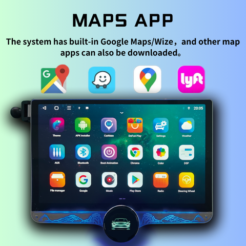 Gemstone 2K 10.1" Android System 4+64GB QLED | Apple CarPlay & Android Auto | Metal Body + Cooling Fan + Ambient Light + Free AHD Camera